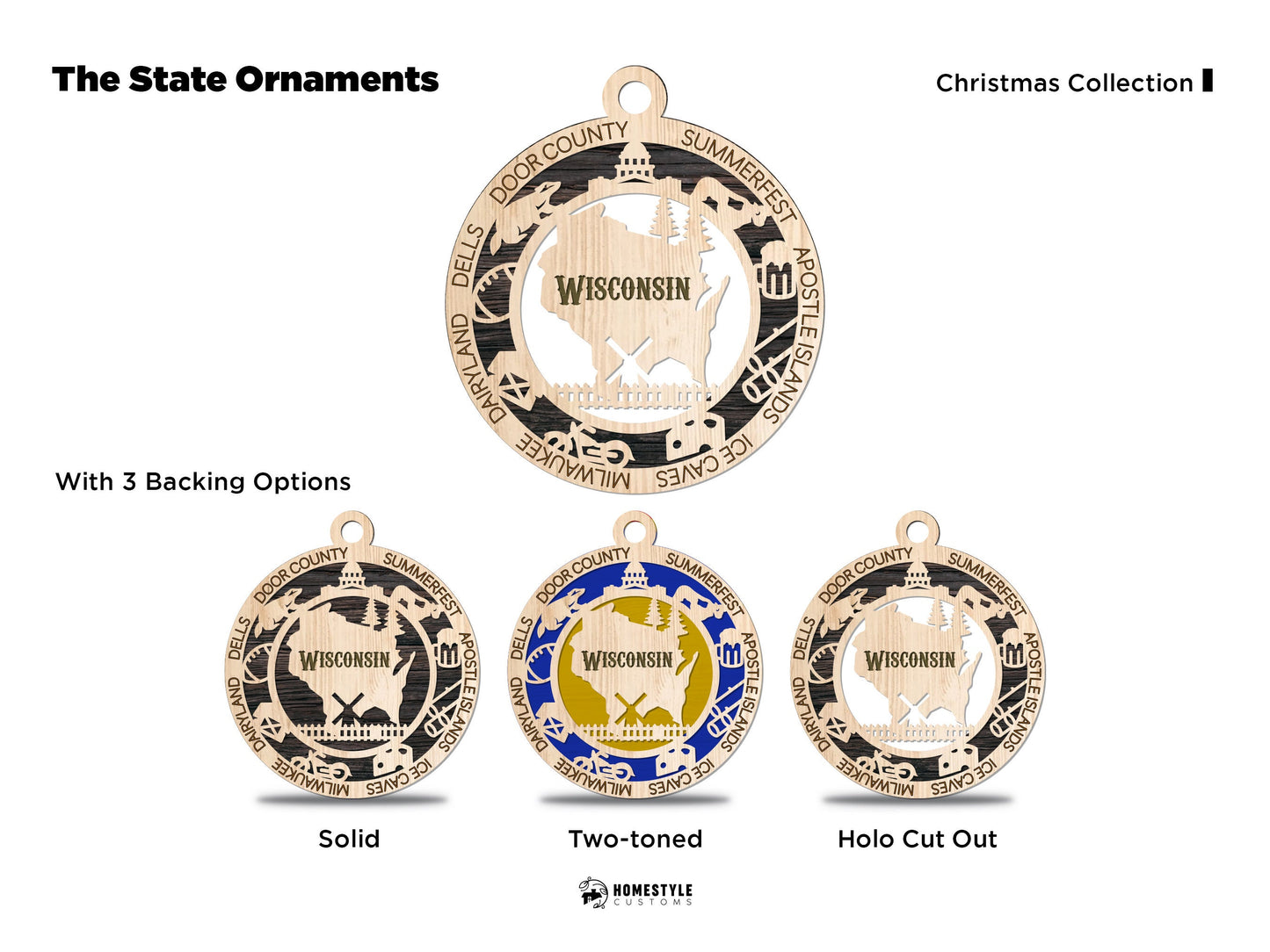 Wisconsin State Ornament - SVG File Download - Sized for Glowforge - Laser Ready Digital Files