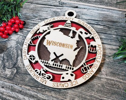 Wisconsin State Ornament - SVG File Download - Sized for Glowforge - Laser Ready Digital Files