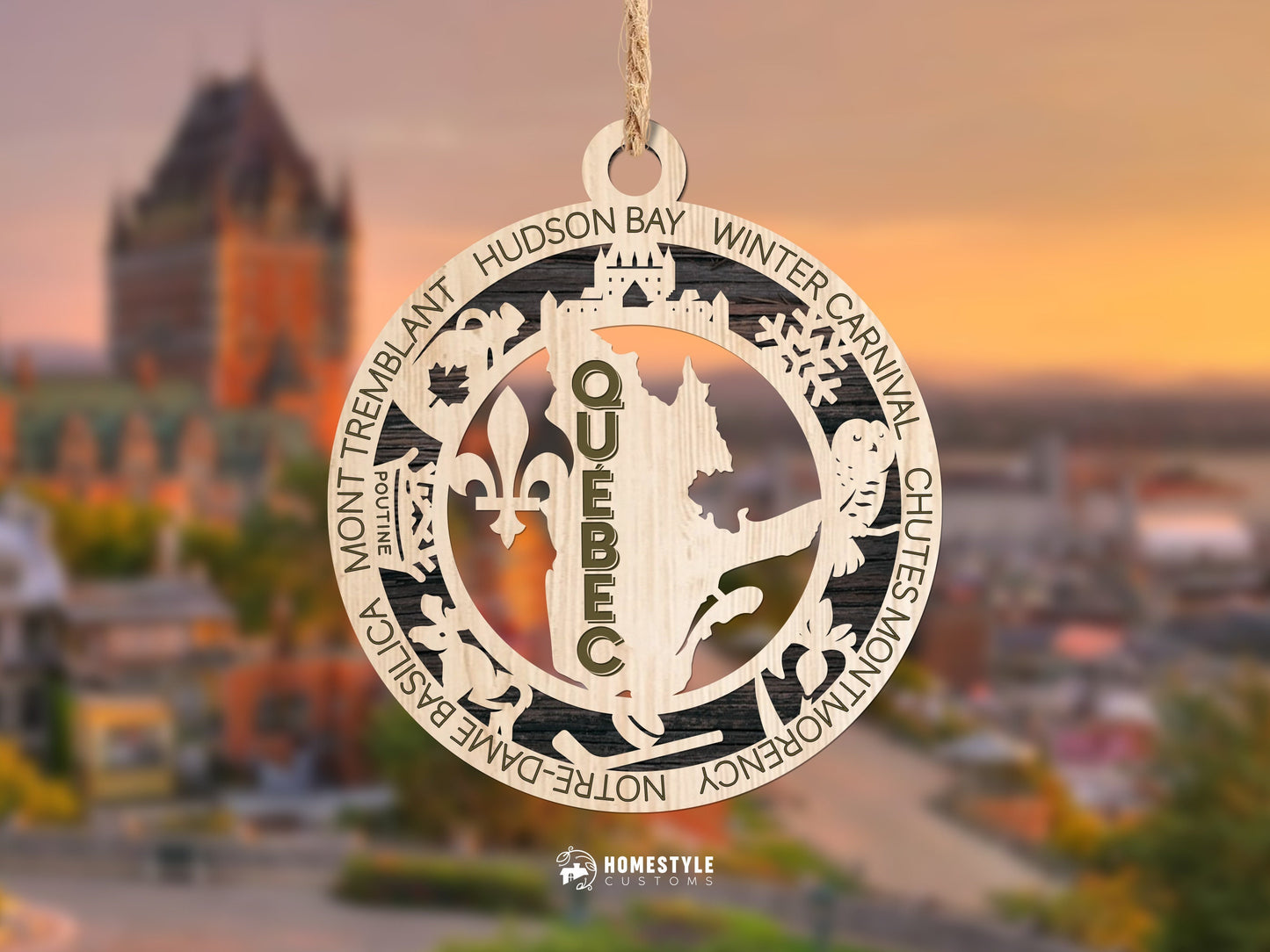 Quebec Provincial Ornament - Canada - SVG File Download - Sized for Glowforge - Laser Ready Digital Files