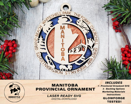 Manitoba Provincial Ornament - Canada - SVG File Download - Sized for Glowforge - Laser Ready Digital Files