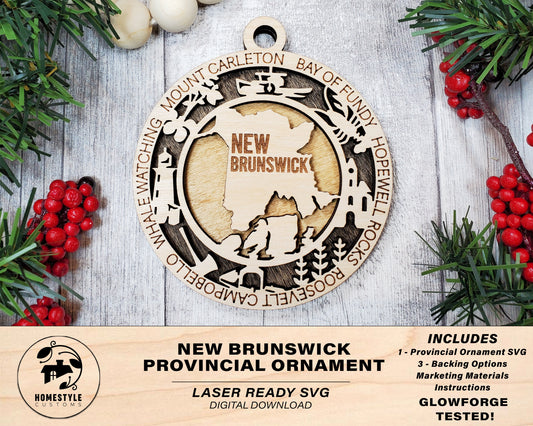 New Brunswick Provincial Ornament - Canada - SVG File Download - Sized for Glowforge - Laser Ready Digital Files