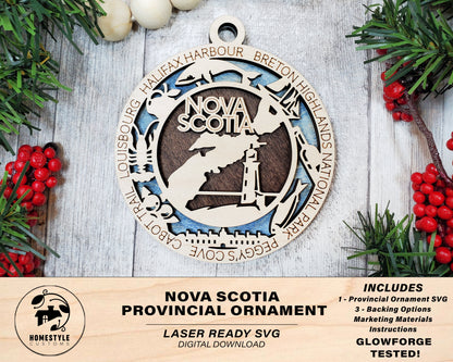 Nova Scotia Provincial Ornament - Canada - SVG File Download - Sized for Glowforge - Laser Ready Digital Files