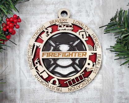 Firefighter Ornament Bundle - 4 Unique designs - SVG, PDF, AI File Download - Sized for Glowforge