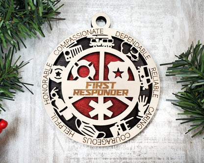 First Responder Ornament Bundle - 4 Unique designs - SVG, PDF, AI File Download - Sized for Glowforge