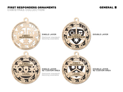 First Responder Ornament Bundle - 4 Unique designs - SVG, PDF, AI File Download - Sized for Glowforge