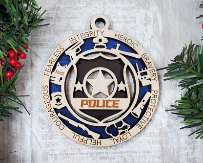 Police Ornament Bundle - 4 Unique designs - SVG, PDF, AI File Download - Sized for Glowforge
