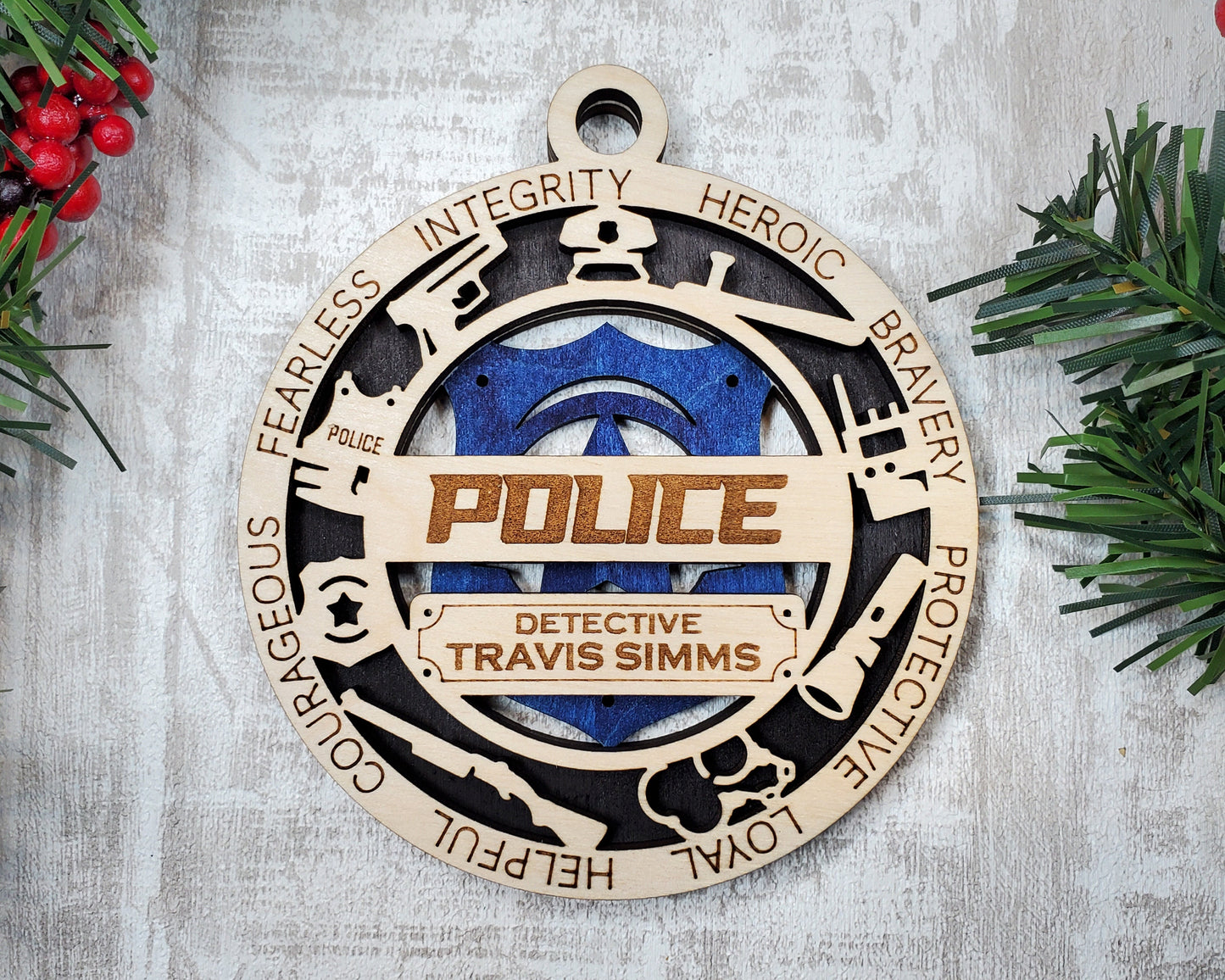 Police Ornament Bundle - 4 Unique designs - SVG, PDF, AI File Download - Sized for Glowforge