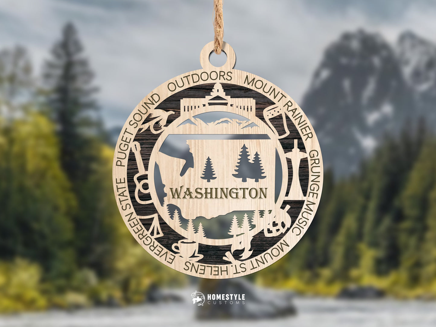 Washington State Ornament - SVG File Download - Sized for Glowforge - Laser Ready Digital Files