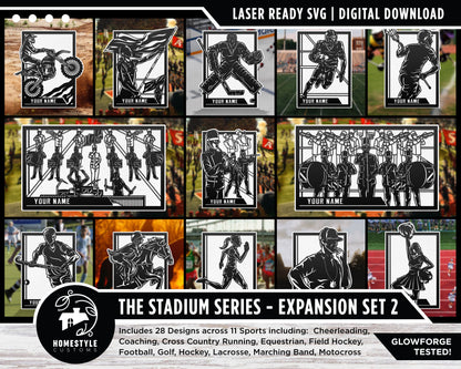 Stadium Series Sports Signage Expansion Set 2 - 28 Designs - SVG File Download - Sized for Glowforge
