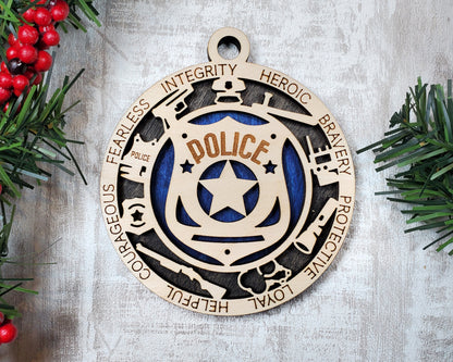 Police Ornament Bundle - 4 Unique designs - SVG, PDF, AI File Download - Sized for Glowforge