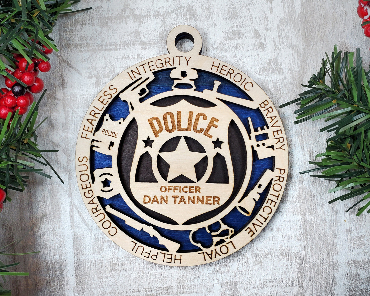 Police Ornament Bundle - 4 Unique designs - SVG, PDF, AI File Download - Sized for Glowforge