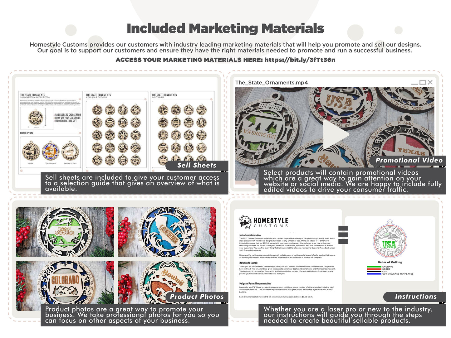 Baseball - Stadium Series Ornaments - 4 Unique designs - SVG, PDF, AI File Download - Sized for Glowforge