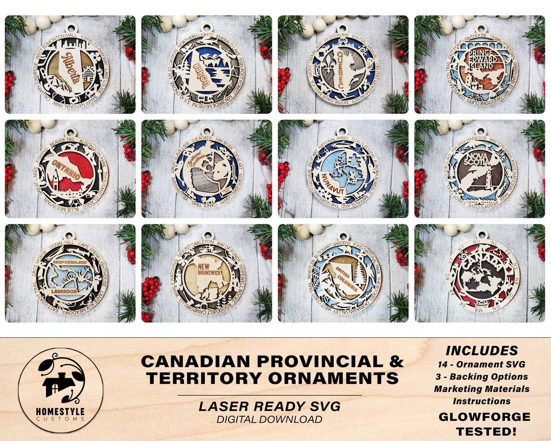 Canadian Provincial Ornament Bundle - 14 Unique designs for each provi ...