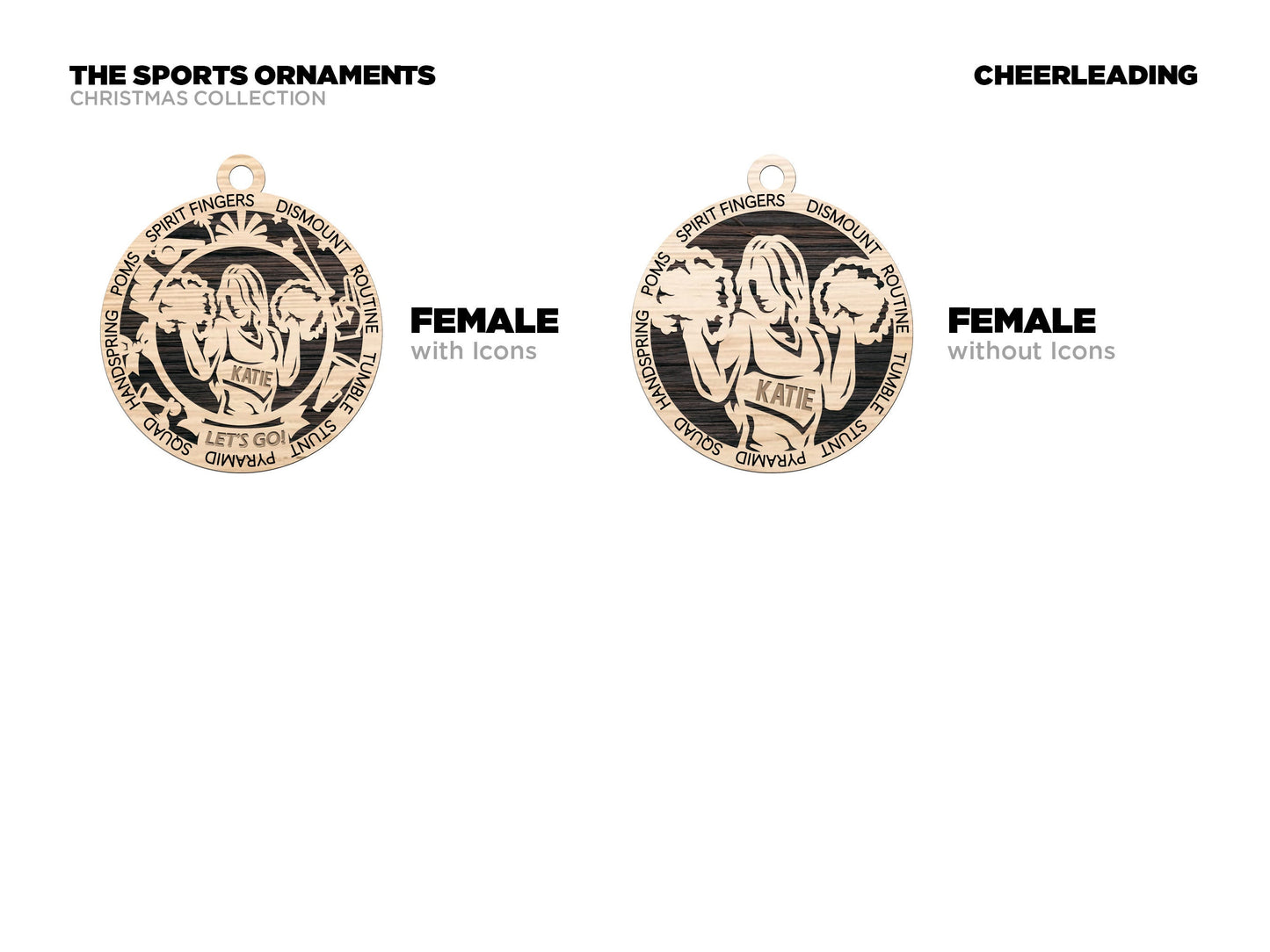 Cheerleading - Stadium Series Ornaments - 2 Unique designs - SVG, PDF, AI File Download - Sized for Glowforge