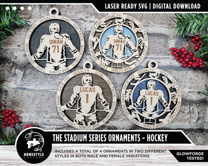 Hockey - Stadium Series Ornaments - 4 Unique designs - SVG, PDF, AI File Download - Sized for Glowforge
