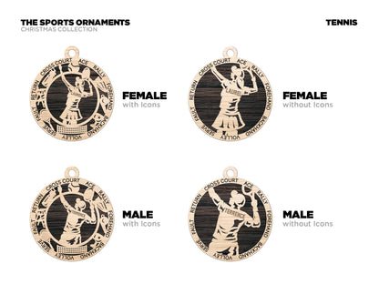 Tennis - Stadium Series Ornaments - 4 Unique designs - SVG, PDF, AI File Download - Sized for Glowforge