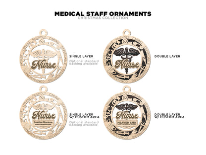 Medical Staff Ornament Bundle - 14 Unique designs - SVG, PDF, AI File Download - Sized for Glowforge