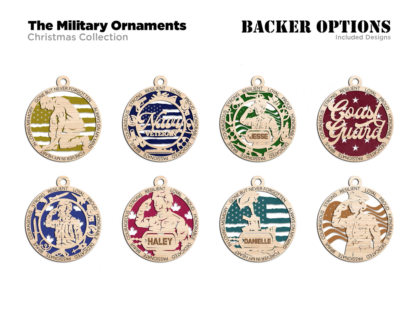 Military Mega Ornament Bundle - 112 Unique designs - SVG, PDF, AI File Download - Sized for Glowforge
