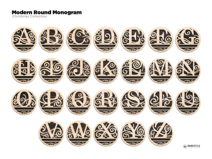 Modern Round Monogram - SVG File Download - Sized for Glowforge - Customizable Monogram