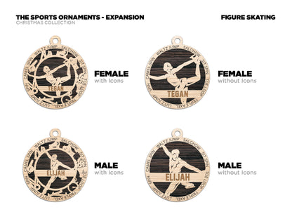 Figure Skating - Stadium Series Ornaments - 4 Unique designs - SVG, PDF, AI File Download - Sized for Glowforge