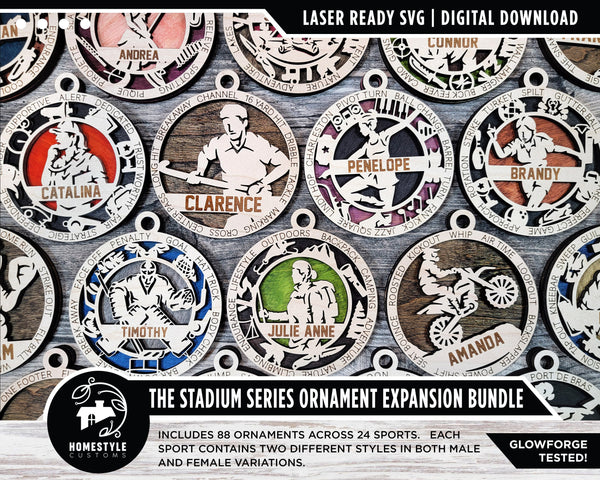 Stadium Series Ornament Expansion Bundle - 88 Unique designs - SVG, PDF, AI File Download - Sized for Glowforge