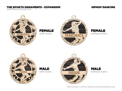 Dance HipHop - Stadium Series Ornaments - 4 Unique designs - SVG, PDF, AI File Download - Sized for Glowforge