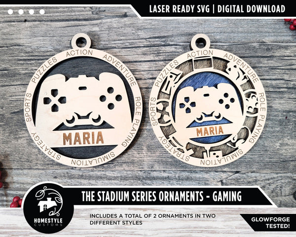 Gaming - Stadium Series Ornaments - 2 Unique designs - SVG, PDF, AI File Download - Sized for Glowforge