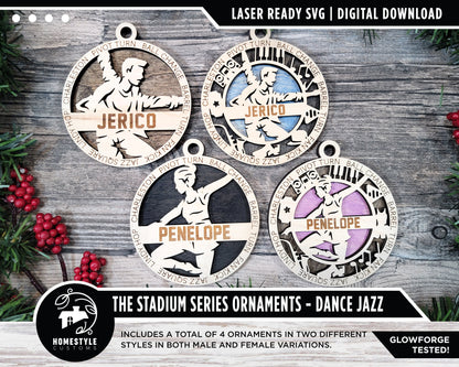 Dance Jazz - Stadium Series Ornaments - 4 Unique designs - SVG, PDF, AI File Download - Sized for Glowforge