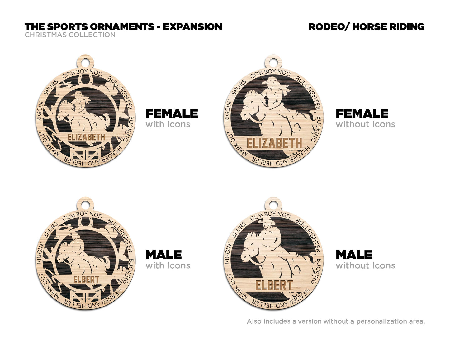 Horse Riding - Stadium Series Ornaments - 4 Unique designs - SVG, PDF, AI File Download - Sized for Glowforge