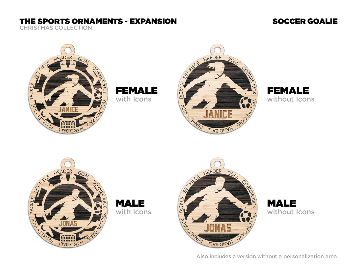 Soccer Goalie - Stadium Series Ornaments - 4 Unique designs - SVG, PDF, AI File Download - Sized for Glowforge