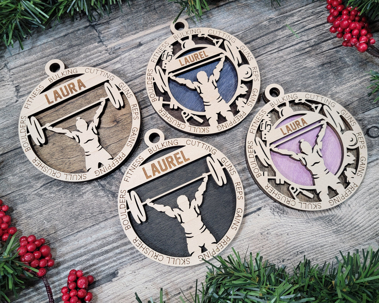Weight Lifting - Stadium Series Ornaments - 4 Unique designs - SVG, PDF, AI File Download - Sized for Glowforge