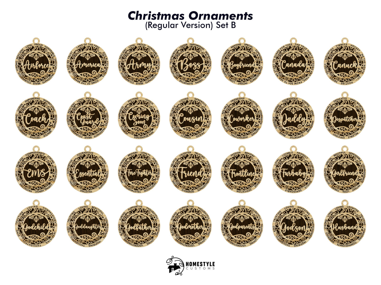 106 FILE EXPANSION Ultimate Christmas Ornament Bundle - SVG File Download - Sized for Glowforge