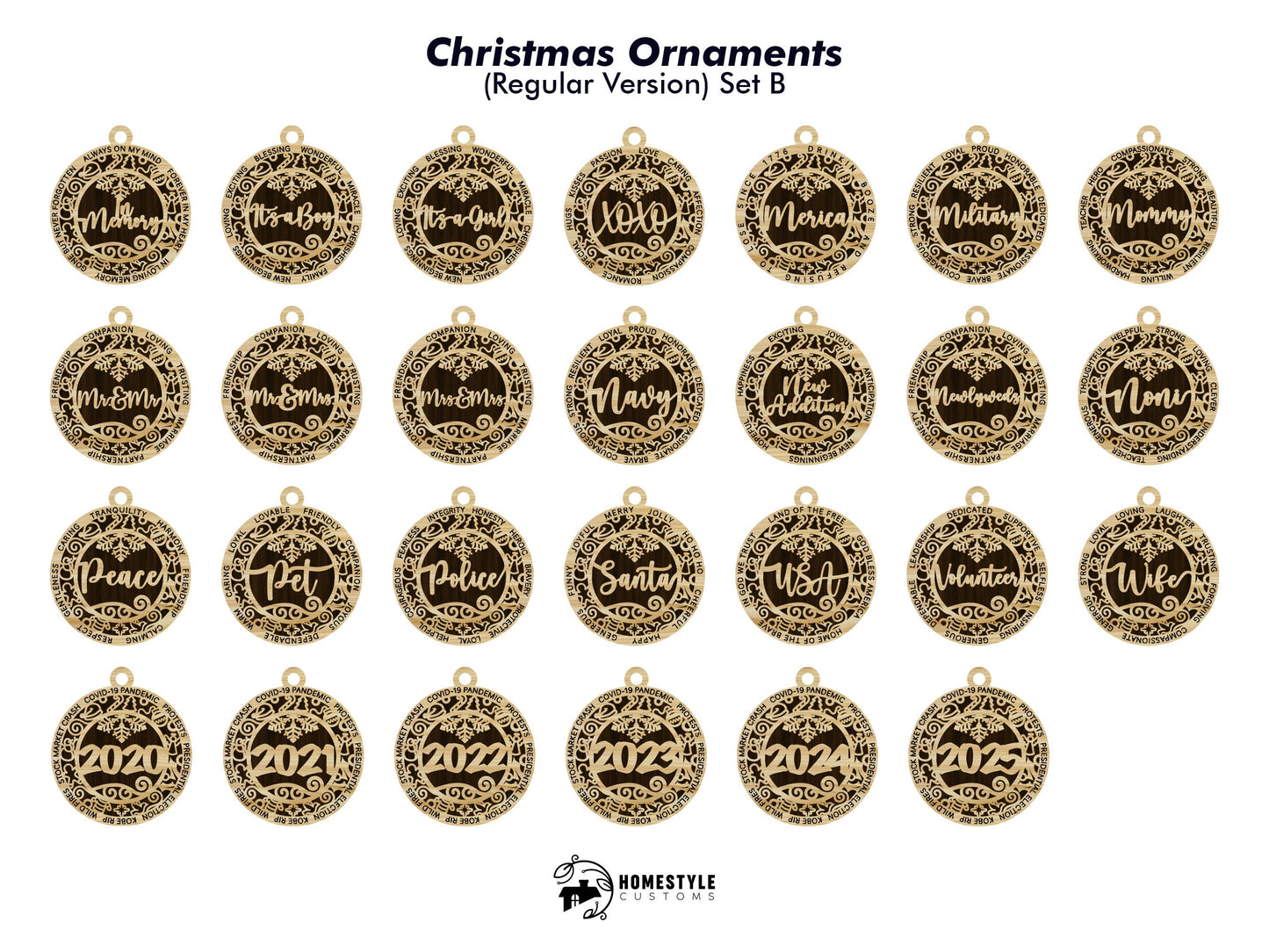 106 FILE EXPANSION Ultimate Christmas Ornament Bundle - SVG File Download - Sized for Glowforge