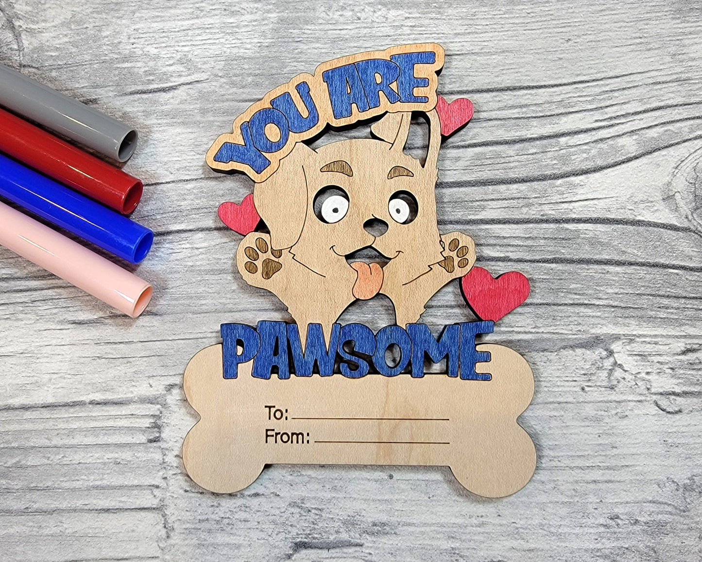 Valentines DIY Lovable Pet Paint Card Craft - SVG File Download - Sized & Tested on Glowforge