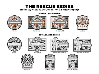 The Rescue Series Signage - 5 & 6 Star Deputy - 44 Designs - SVG File Download - Sized for Glowforge