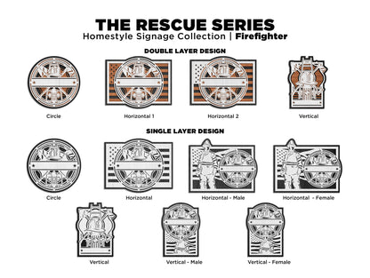 The Rescue Series Signage - Fire Fighter - 22 Designs - SVG File Download - Sized for Glowforge