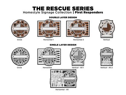 The Rescue Series Signage - First Responder - 9 Designs - SVG File Download - Sized for Glowforge