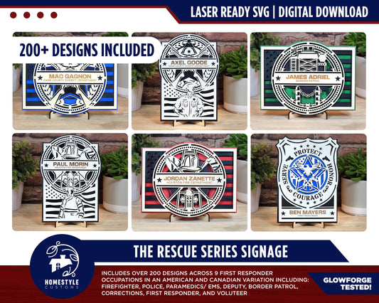 The Rescue Series Signage -  200+ Designs - SVG File Download - Sized for Glowforge