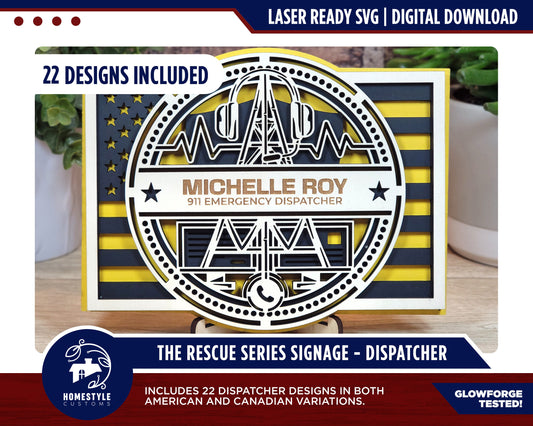 The Rescue Series Signage - Dispatcher - 22 Designs - SVG File Download - Sized for Glowforge