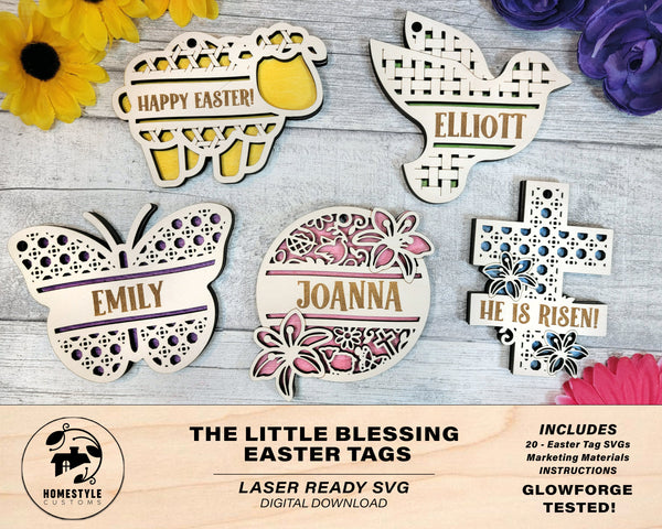 The Little Blessing Easter Tags - 20 Unique designs - SVG, PDF, AI File Download - Glowforge Tested
