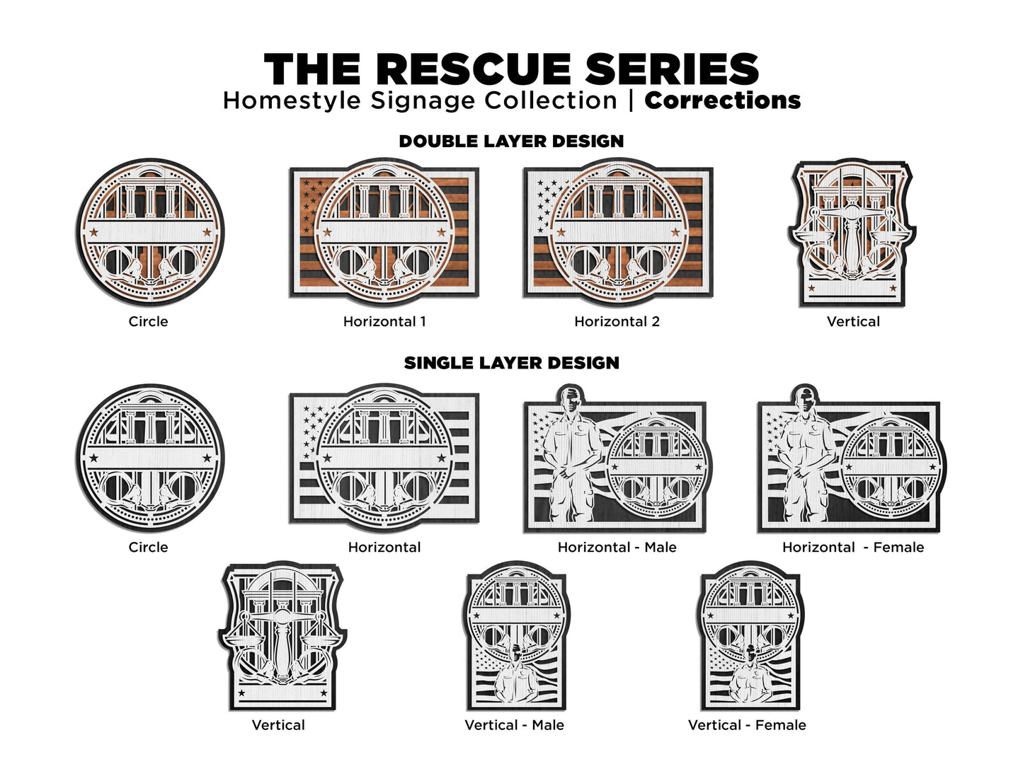 The Rescue Series Signage - Corrections Officer - 22 Designs - SVG File Download - Sized for Glowforge