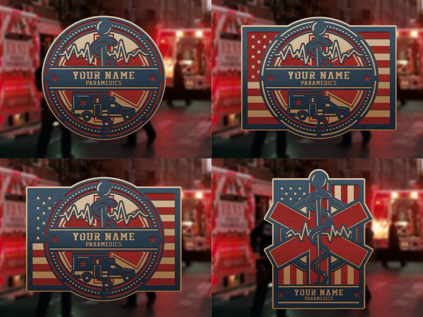 The Rescue Series Signage - Paramedic EMS - 22 Designs - SVG File Download - Sized for Glowforge
