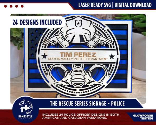 The Rescue Series Signage - Police - 24 Designs - SVG File Download - Sized for Glowforge