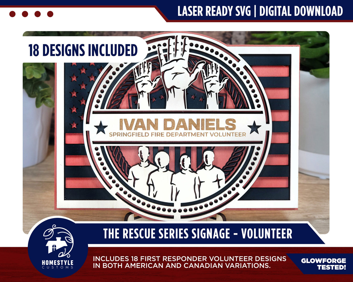 The Rescue Series Signage - Volunteer - 18 Designs - SVG File Download - Sized for Glowforge