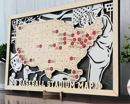 The Stadium Series Baseball Map - Stadium Tracker - SVG File Download - Sized for Glowforge