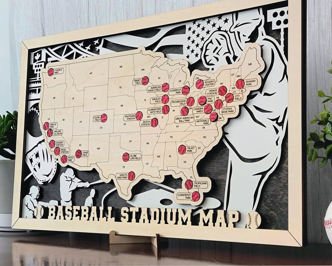 The Stadium Series Baseball Map - Stadium Tracker - SVG File Download ...