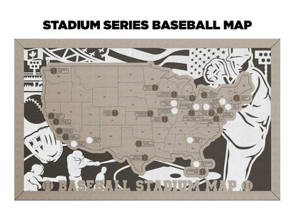 The Stadium Series Baseball Map - Stadium Tracker - SVG File Download - Sized for Glowforge