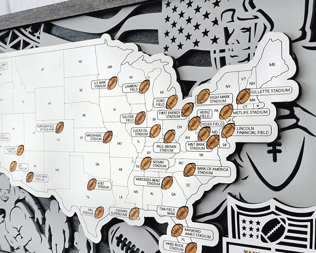 The Stadium Series Football Map - Stadium Tracker - SVG File Download ...