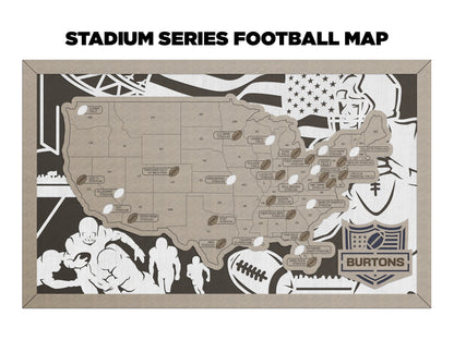 The Stadium Series Football Map - Stadium Tracker - SVG File Download - Sized for Glowforge