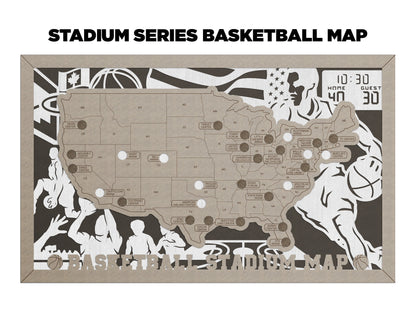 The Stadium Series Basketball Map - Stadium Tracker - SVG File Download - Sized for Glowforge